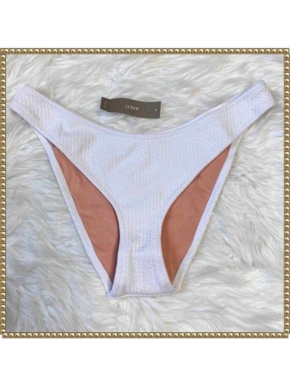 J Crew White Textured Bikini Bottoms Medium